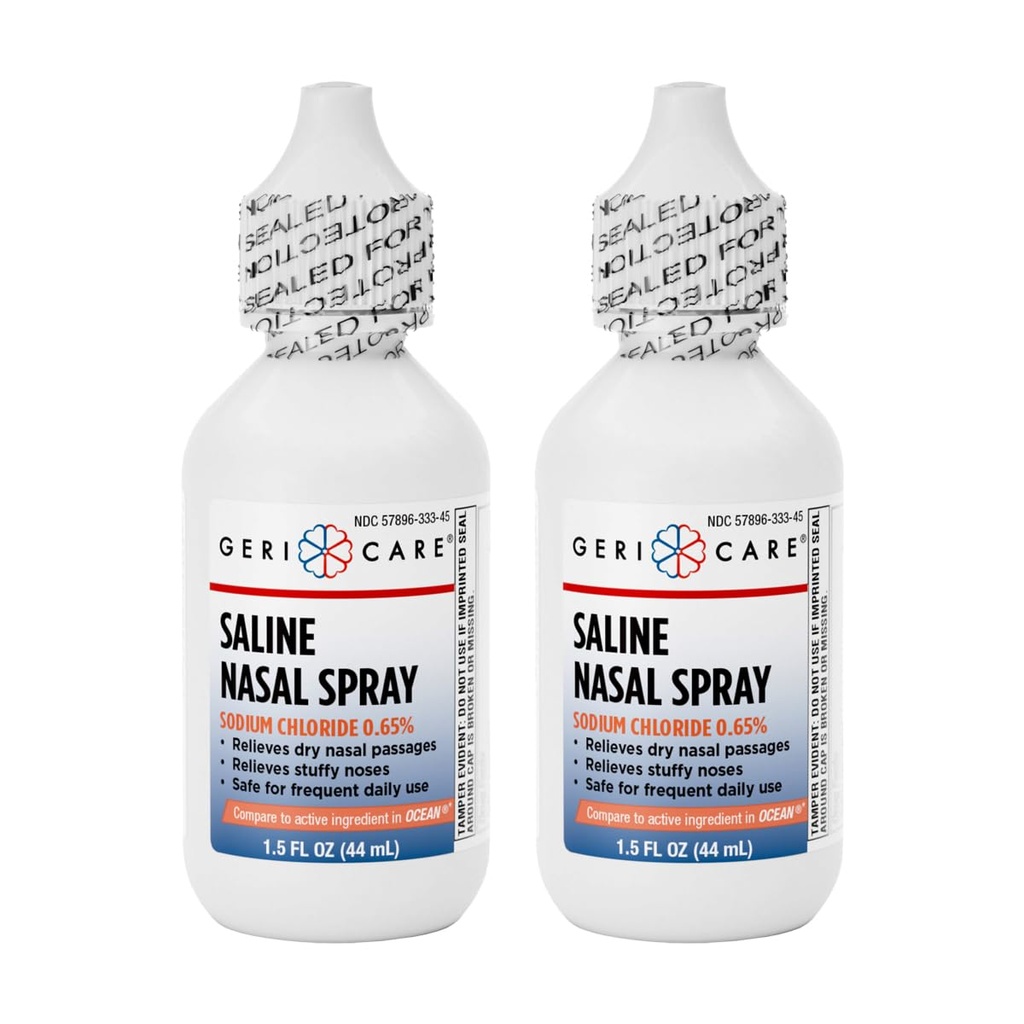 GeriCare Salină Spray nazal 1,5 FL OZ Spray hidratant Clorură de sodiu 0,65% (Pachet de 2)