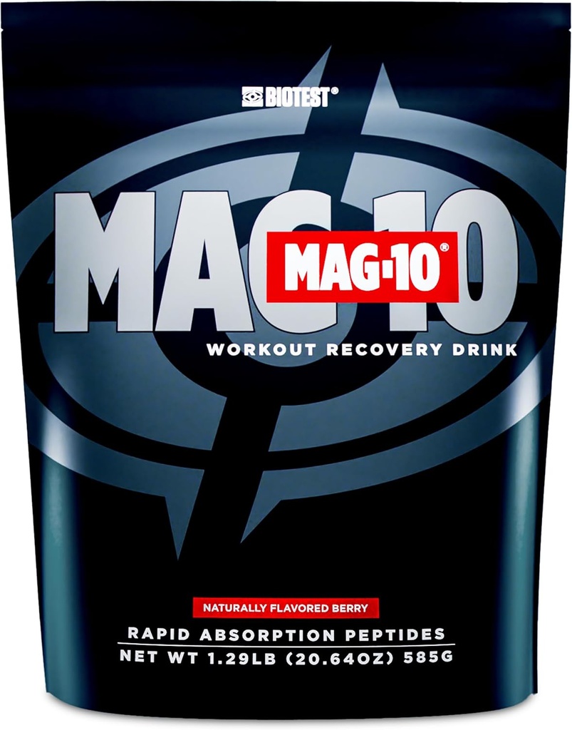 Biotest MAG-10 Post-workout - 2X Muscle Gains, 15 Servings - 20g Di/Tri-Peptide, 7g HBCD, 3.5g Isomaltulose - Berry