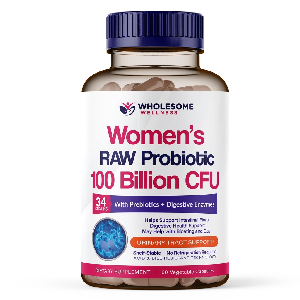 Inteligent Wellness Dr. Probiotice crude Formulate pentru femei 100 Miliarde de capsule CFU cu prebiotice, enzime digestive, aprobat pentru adulți, Supliment stabil de valabilitate