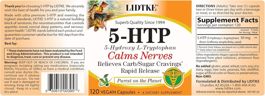 Lidtke 5-HTP 120 capsule Supliment alimentar