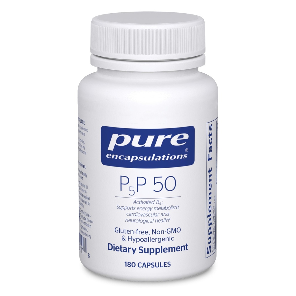 Pure Encapsulations P5P 50 - Active Vitamina B6 - Sprijină Energie Metabolism & Brain Health* - Gluten Free & Non-GMO - 180 Capsule
