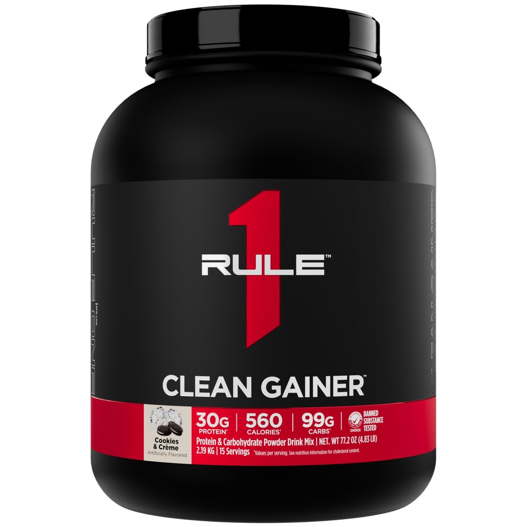 Regula 1 Gainer Clean - Formula de gain Lean High-Protein cu 560 calorii, 30g de proteine Full-Spectru, peste 90g carbohidrați, sub 6g de grăsime (15 serviri, cookie-uri și crème)