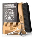 Viking Revolution Beard Comb & Beard Brush Set pentru barbati -- Natural Boar Bristle Brush and Dual Action Pear Wood Comb w/Velvet Travel Pouch - Great for Grooming Beards and Mustaces