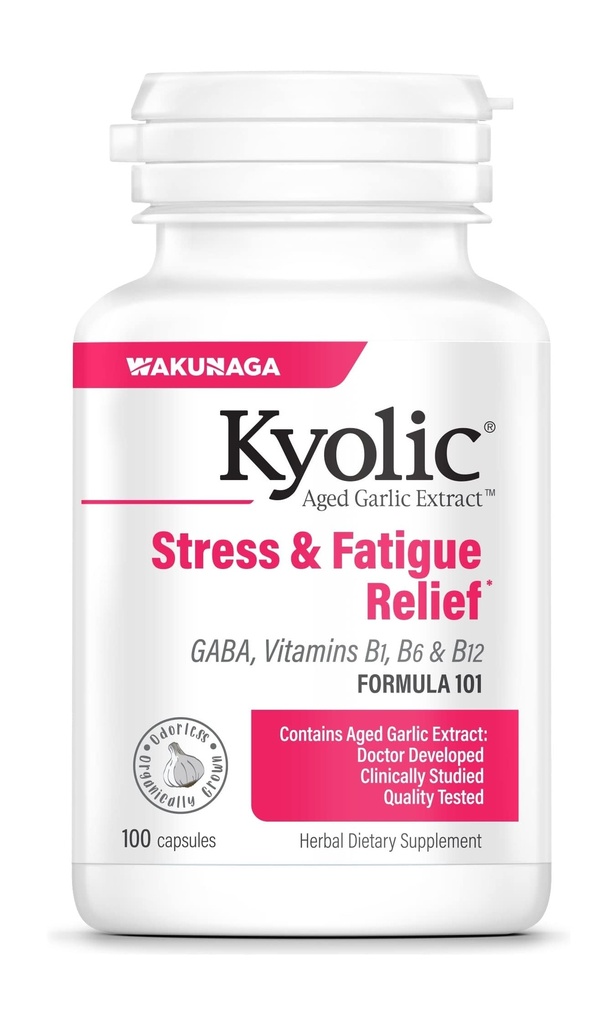Kyolic Aged Usturoi Extract Formula 101, Stres și Oboseală Relief, 100 capsule.
