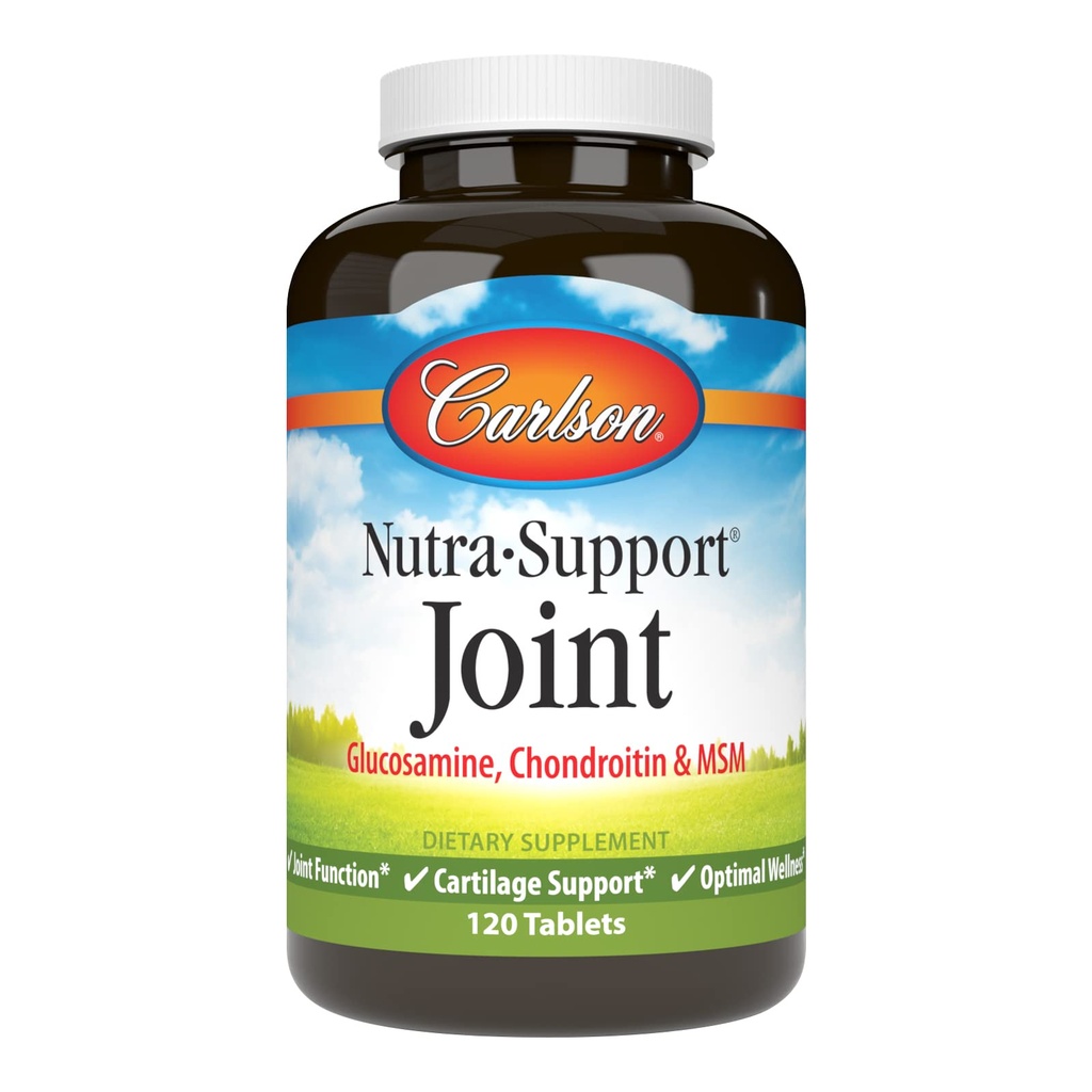 Carlson - Nutra-Suport, Glucosamină Chondroitin & MSM, Funcţie comună, Suport pentru cartilaj şi Wellness Optimal, 120 comprimate