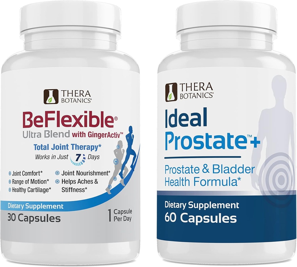 Therabotanics BeFlexible Ultra Supplement comun de suport și Ideal Prostate puternic supliment de prostata pentru bărbați Bundle