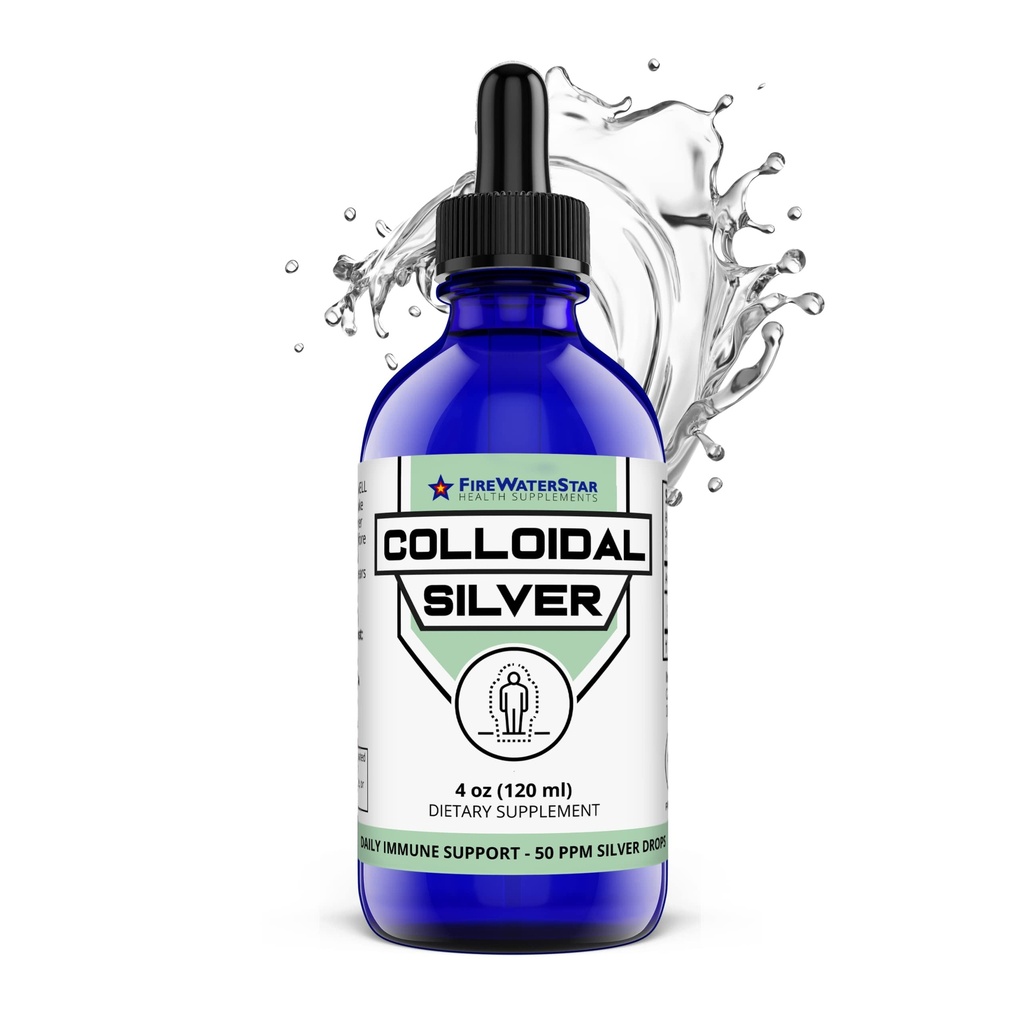 FWS Argint coloidal, picături de argint lichid, 99.99% argint pur, 4 oz Sticla de sticlă, 60 serviri (2 lună de aprovizionare), 50 ppm, concentrat pentru serviri uşoare şi convenabile