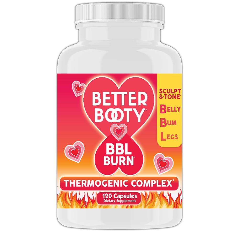 Booty BBL Burn Capsule termogenice Complexe, Tone & Sculpt Belly, Bum + Legs w. Garcinia Cambogia, Guarana, Ceai Verde Ext, ALA, & Cayenne Pepper Supplement (120ct, 60 Servings)
