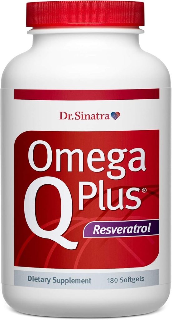 Dr. Sinatra Omega Q Plus Resveratrol - Omega-3 Supliment cu CoQ10 și Resveratrol - Promovează Comprehensive Heart and Whole Body Health to Help You Age Well (180 softgels)