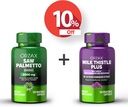 OrzAX Saw Palmetto 2000 mg 120 capsule Vegatable şi Milk Thistle Plus cu Dandelion 120 Capsule Vegatable, Bundle