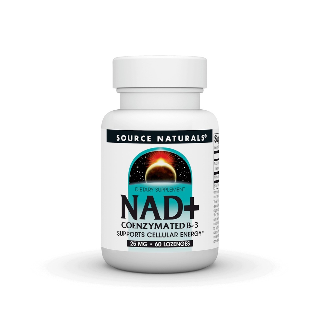 Sursa Naturals NAD+, Coenzimated B-3, Suportă energie celulară*, 25 mg - 60 Lozenges