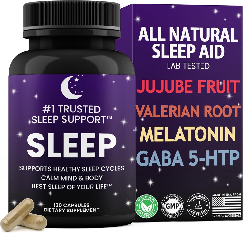Natural Sleep Aid for Adults │Best Sleep of Your Life │Valerian Root │GABA │5-HTP │Melatonin │120 Non-Habit Forming Capsules │Lab Tested