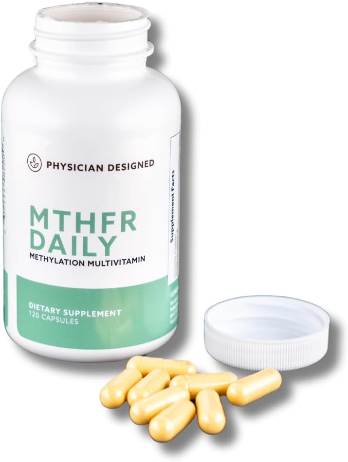 Medic Proiectat MTHFR Daily Multivitamine pentru barbati si femei, pentru energie, Mood, & Heart, Vitamina B-complex 