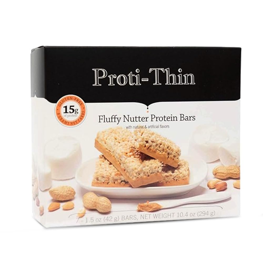Proti-Thin Fluffy Nutter Baruri de proteine, 15g Proteina, Calorie scăzut, Carb foarte scăzut (VLC), Fat scăzut, mare Fibra Snack Bar, KETO Diet Friendly, Ideal Proteina Compatibil, Nu Ingrediente Gluten, 7 /Box