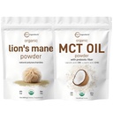 Micro Ingrediente MCT Pudră de ulei cu Prebiotic Fibră & Lions Mane Mushroom Supliment pulbere Bundle 2 Pack 