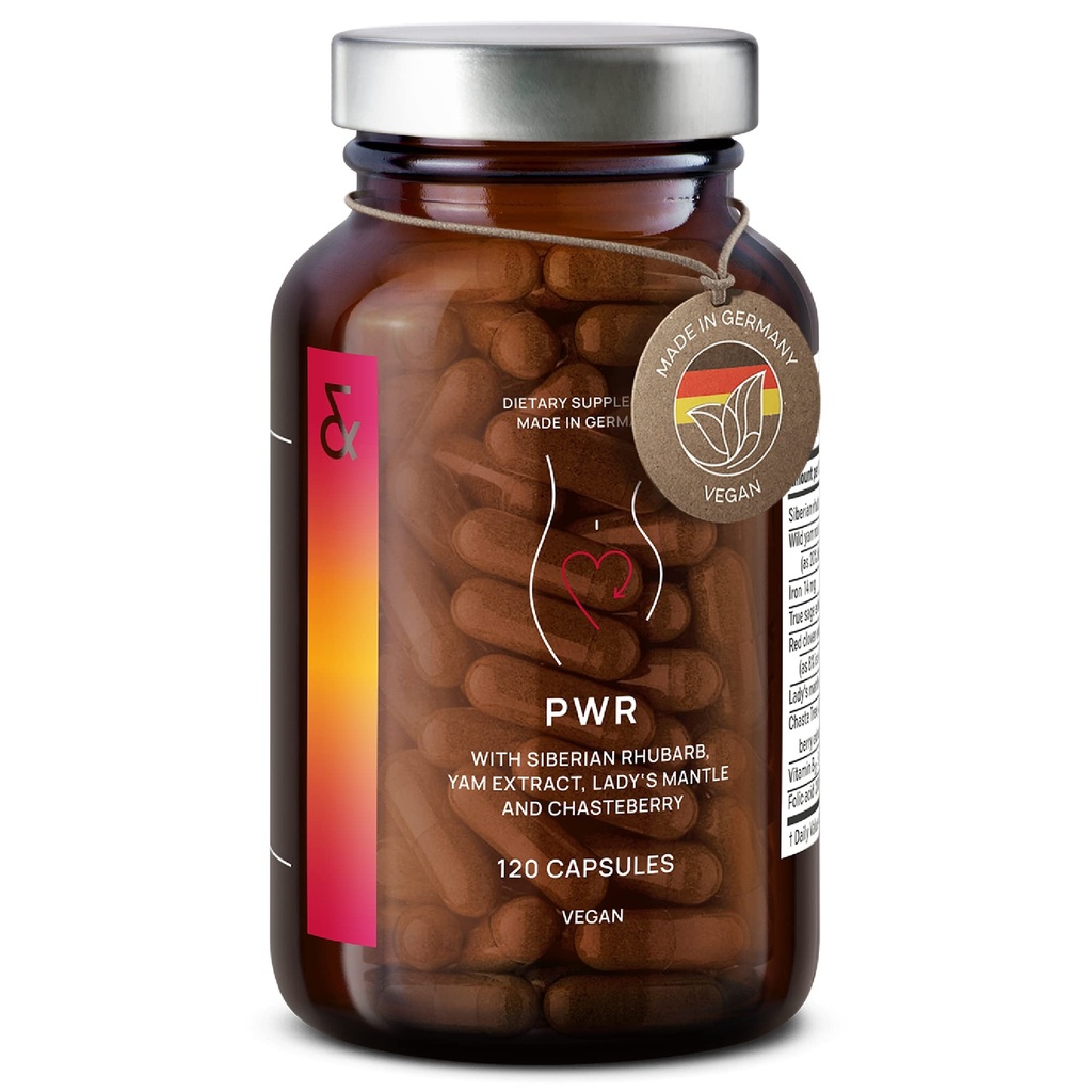 CLAV® Echilibrul natural al hormonului natural pentru femei - ajutor PMS cu rubarbă siberiană, Yam & Vitex Berry - Supliment menstrual de reglementare Vegan - 120 capsule