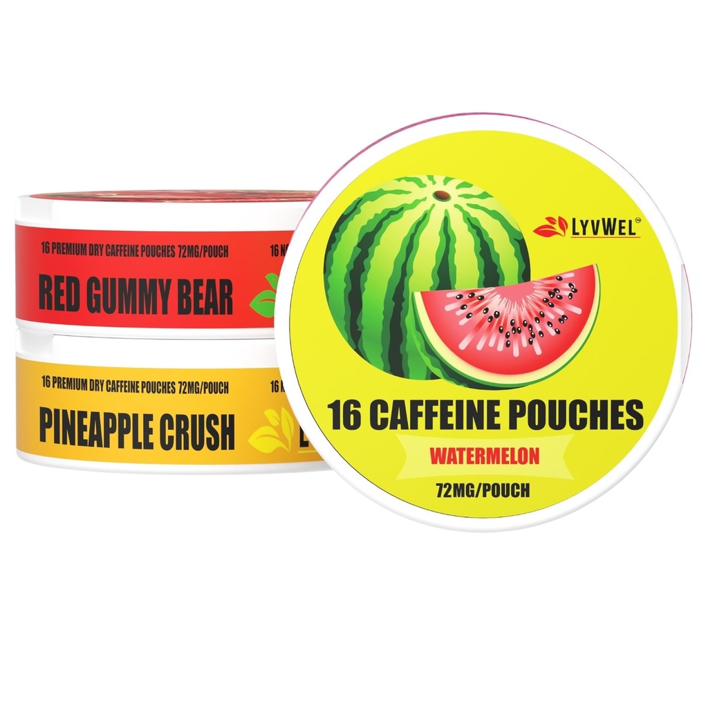 LyvWel 72mg Cafeine Cafeine Energy Pouchs 