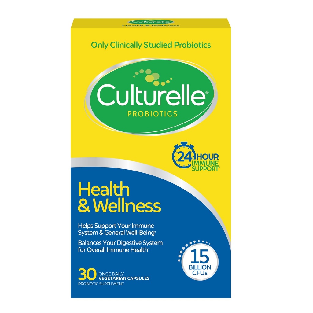 Culturelle Health & Wellness Daily Probiotic Supplement pentru bărbați și femei, ajută la susținerea sistemului imunitar, diaree ocazională, gaz și balonare, 15 miliarde CFU, non-GMO, 30 Conte