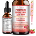 Potasiu Magneziu supliment Picături lichide - absorbţie mare Supliment de potasiu cu magneziu, calciu, vitamina D3 K2, Vegan, non-GMO Potasio Suport Crampe picior, os, musculare - 2 Fl oz
