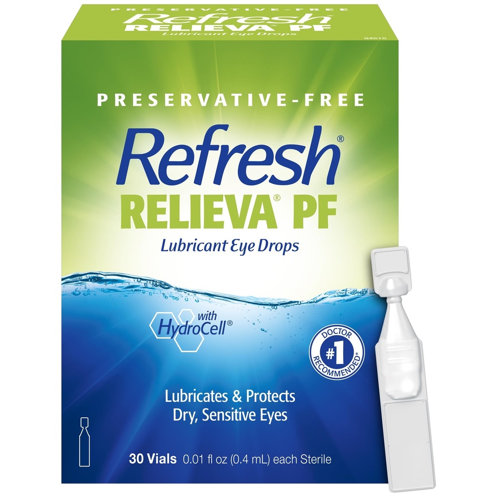 Refresh Relieva PF Picături lubrifiante pentru ochi uscaţi, Conservative-Free, 0,01 Fl Oz Containere cu utilizare unică, 30 Conte