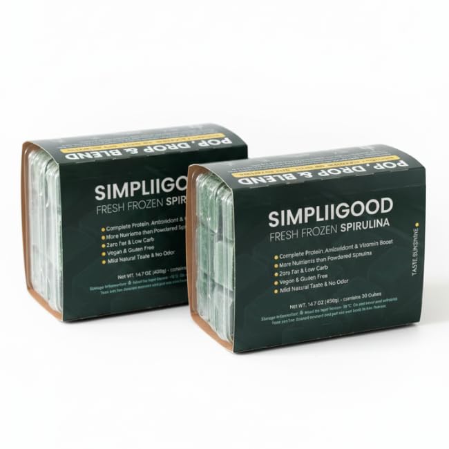 Spirulina Cubes - High Proteine, Vitamina-Rich Superfood cu aroma naturala - Vegan, Gluten-Free Nutrient Powerhouse Spirulina Pods pentru Smoothies - (840, Grams)