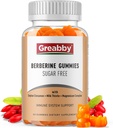 Berberina cu Ceylon Scorțișoară Supliment - Berberine Gummies, Berberina organică HCL 1200 mg pentru adulți, Immune System Support, Zahăr fără, OMG gratuit, Gluten gratuit, 60 Gummies