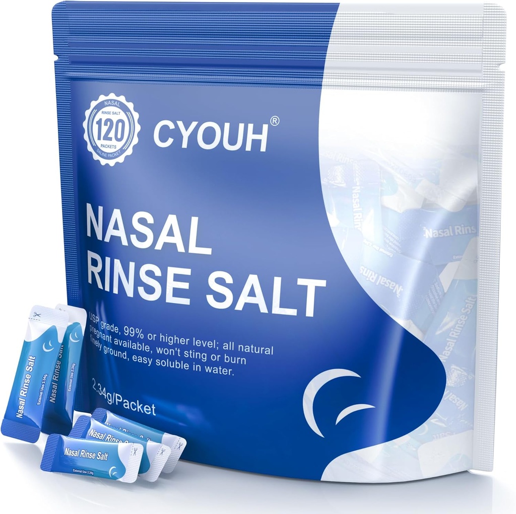 120PCS Saline Pachete de sare Sinus Nasal Clătire pentru Neti Pot, individuale înfăşurate 2.34G Sistem de irigare Nasal nas Curățator Saline Pachete de umplere