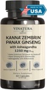 VINATURA Kanna Zembrin Sceletium Tortuosum - 50mg Kanna/Serving, cu Ashwagandha, Ginseng * Brain Health, Stressse Relief Support* Panax Ginseng 80% Ginsenozids Ashwagandha Capsule 10% Witanolide