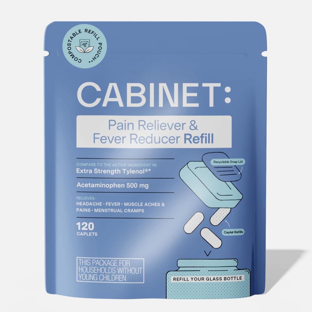 Cabinet: 500mg Acetaminofen pentru ajutor de cap, Toothaches, Sore gât, și Reductor de febră, 120 comprimate (Refill)