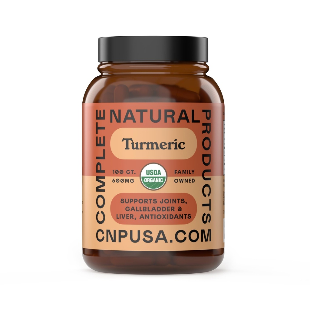 Capsulele de turmeric organic - Supplement de pulbere de rădăcină de Curcumin brut şi pur, 100 capsule 600 mg, vezica biliară, ficat şi suport