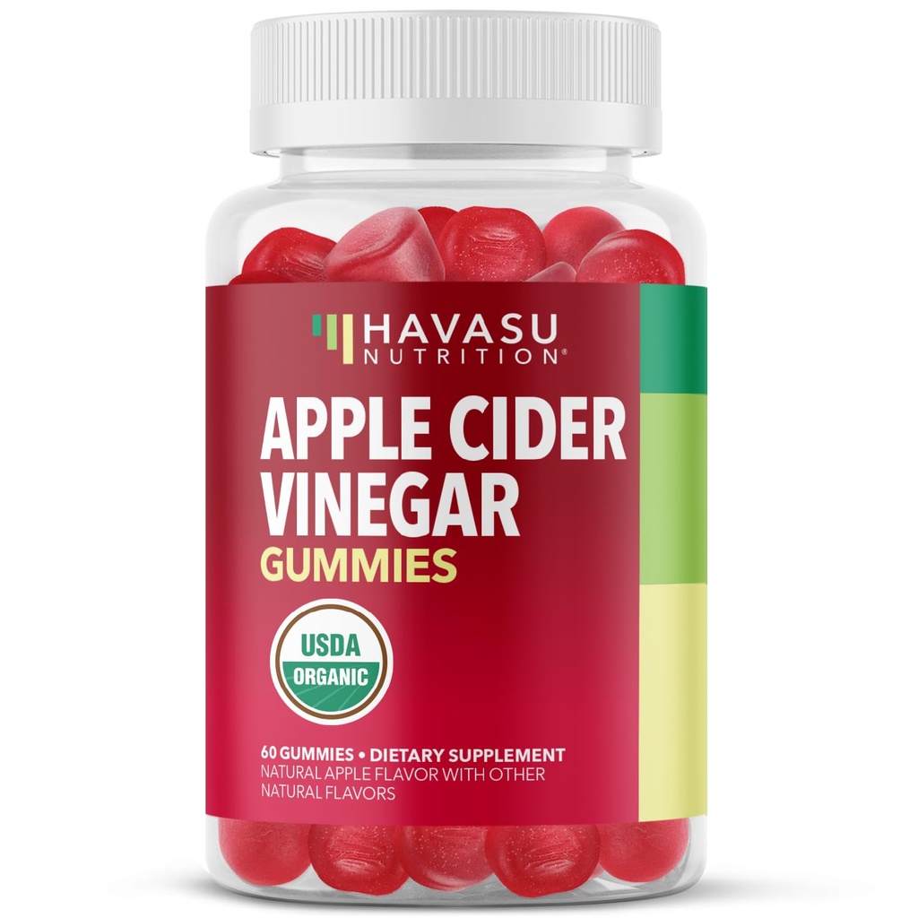 Apple Cidru Otet Gumries - Vitamine organice ACV pentru sanatate digestiva, Metabolizare & Suport Gut - 60 Conte - Vegan, Non-GMO, Gluten-Free - Delicious Flavor & No Harsh Gust - 1 lună de aprovizionare