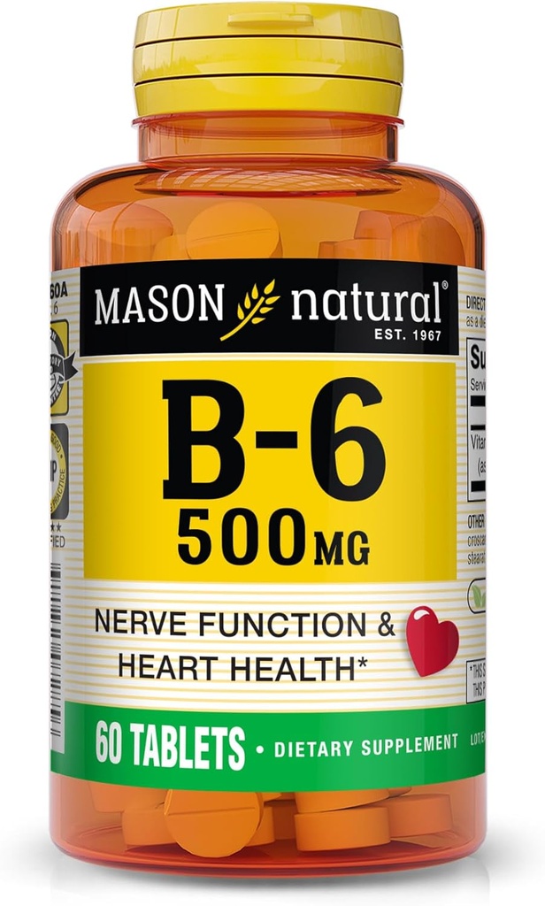 MASON NATURAL Vitamina B6, 500 mg, 60 comprimate