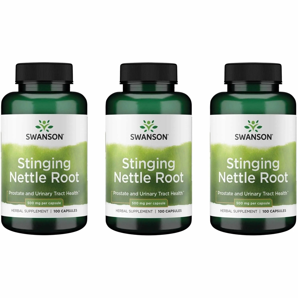Swanson Stinging Nettle Root (Urtica Dioica) - Herbal Supplement - (100 capsule, 500 mg) (3 ambalaje)