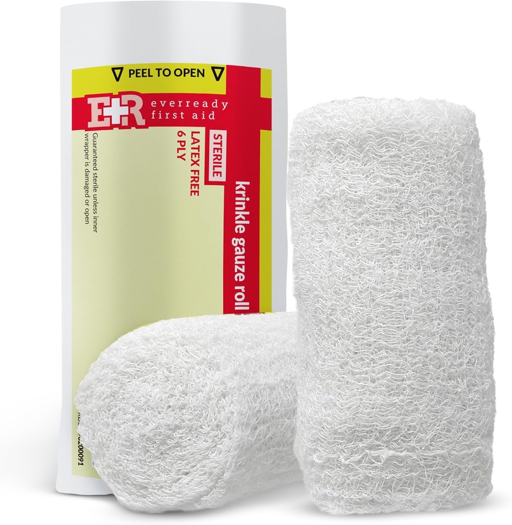 Ever Ready First Aid Steril Krinkle Kerlix Tip 4 1/2" x 4.1 Yds, Latex Free, 6 PLY, Bandage Bandage Roll - 12 Conte