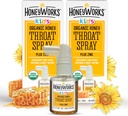 HoneyWorks Kids Ghroat Spray pentru Sore Ghroat Relief, 1 Oz (Pachetul de 2) Soothing non-GMO USDA Organic Dark Honey + Zinc, Rapid-Actor Relief, 12 luni.
