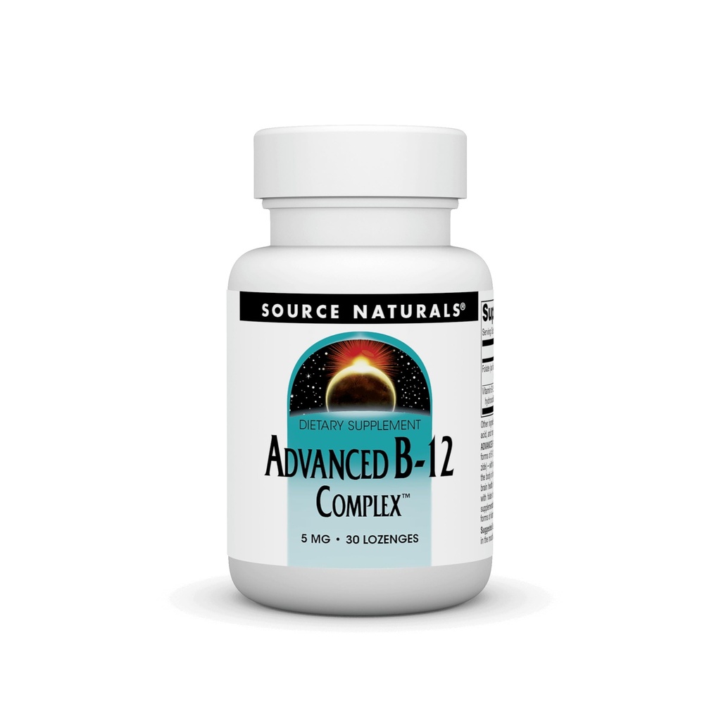 Sursa Naturals Image produs Advanced B-12 Complex, Promotes Normal Folic Acid metabolic*, 5 MG - 30 Lozenges