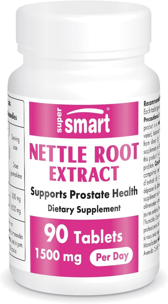 Supersmart - Extract de rădăcină Nettle 1500 mg pe zi - Extract de rădăcină Stinging Nettle - Suport tractului urinar sănătos - Suplimente prostate pentru bărbați 