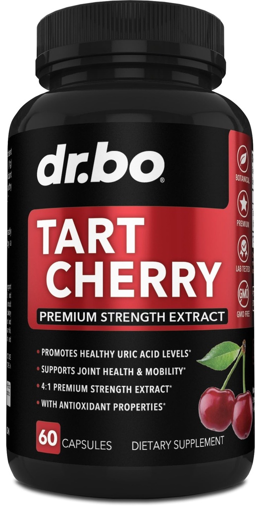 Tart Cherry Extract capsule Supliment - Purge Uric Acid Flush Cleanse Antioxidant Pastile de sprijin pentru odihnă - Tart capsule de cireșe Anthocianin Suplimente Ultra pure Cirese Vitamine concentrat pasta