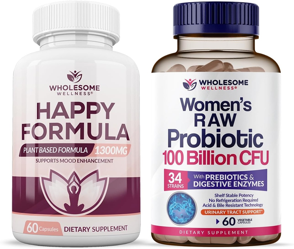 Inteligent Wellness Fericit Formula Natural Formula Relief + Dr. Probiotice brute Formulate pentru femei 100 miliarde CFU Bundle