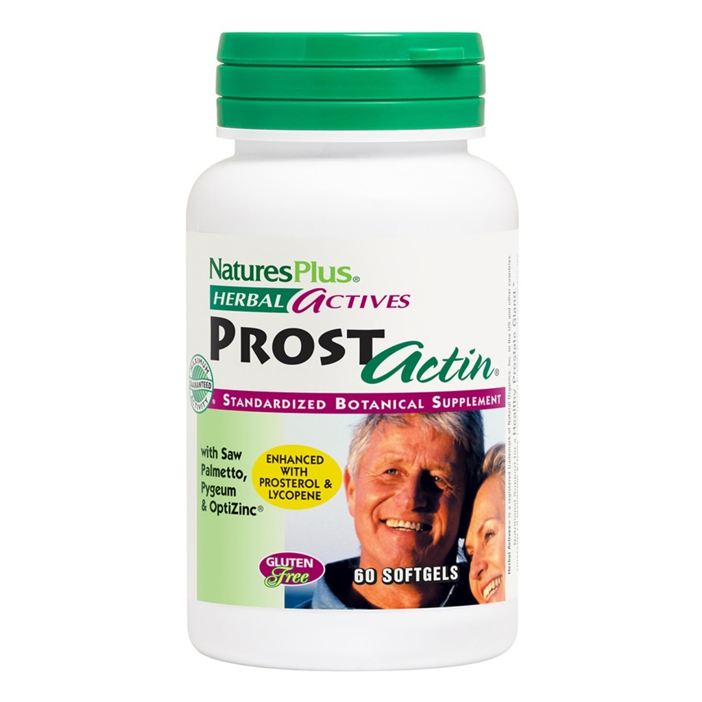 Naturals Plus Herbal Actives ProstActin - 200 ui Vitamina E, 60 Softgels - Suport prostata sanatoasa Gland, cu Saw Palmetto, Pygeum & Seed Oil de dovleac - Gluten-Free - 30 Servings