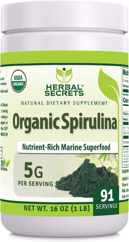 Secrete vegetale Spirulina Organic Powder 16 Oz