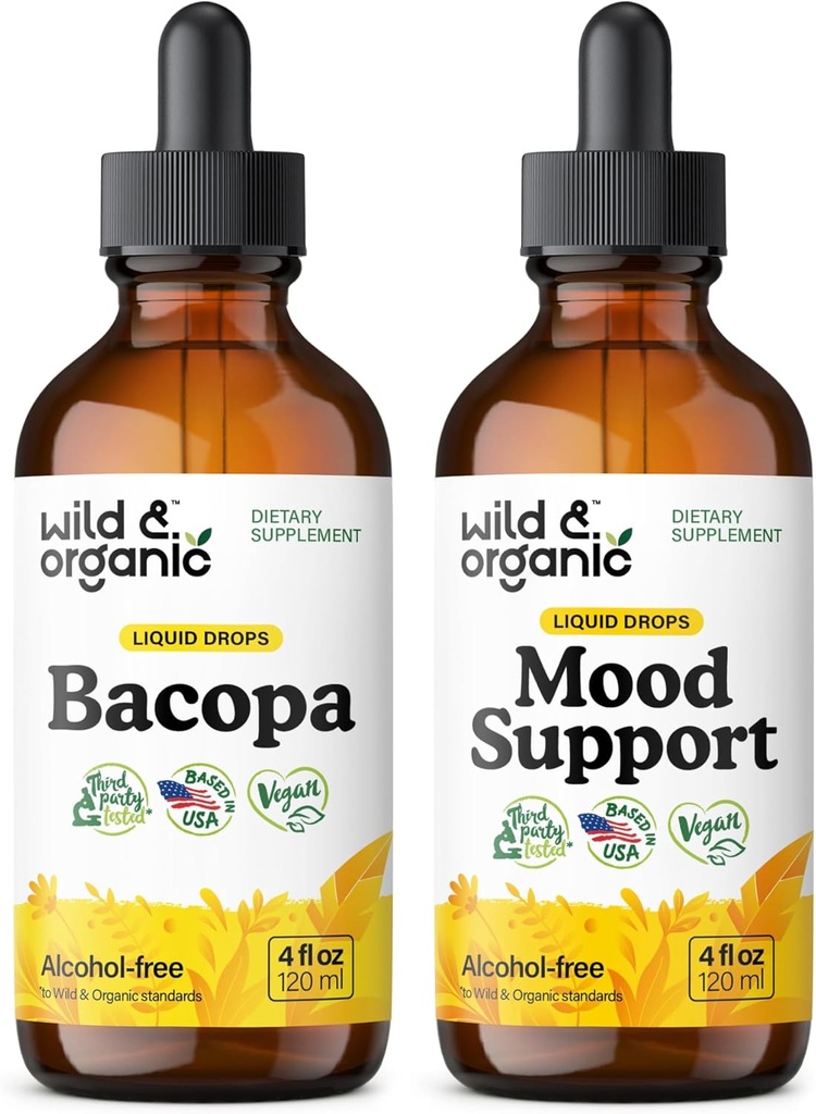 Salbatice si organice Bacopa Tinctura 4 fl oz & Mood suport Tinctura 4 fl oz