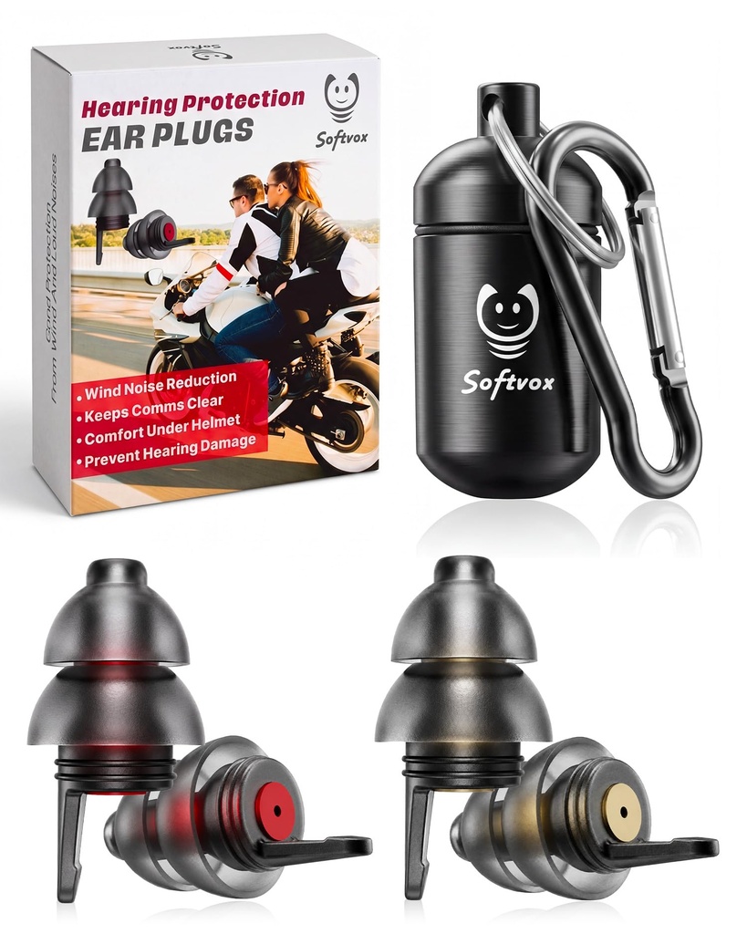 Motociclete ureche Plug-uri pentru reducerea zgomotului de vânt - 2 perechi - 25dB - Motociclete accesorii - Moto dopuri reutilizabile, Soft Comfortabil de protecție a auzului pentru motociclete, Touring, Curse, Riding