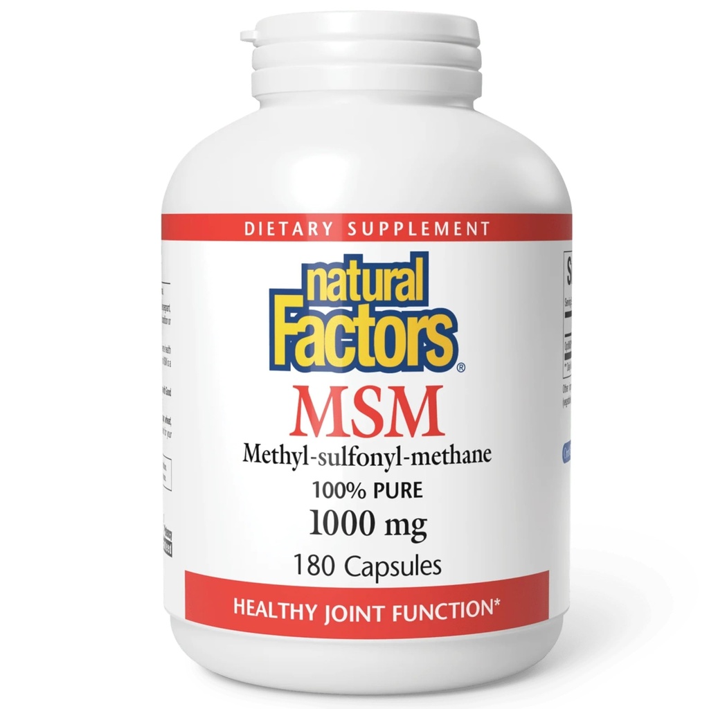 Factori naturali, MSM, Suportă articulații sănătoase, păr, piele și unghii, 180 capsule