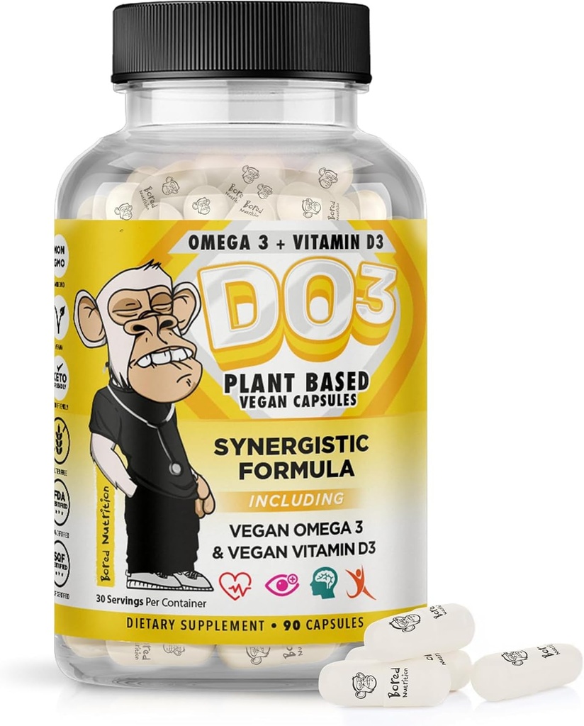 Nutriție plictisit Vegan Omega 3 și vitamina D3 Supliment 90Ct