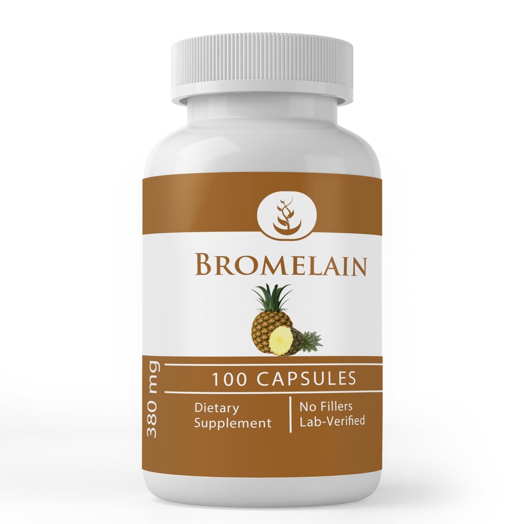 Ingrediente originale pure Bromelain, (100 capsule) întotdeauna pură, fără aditivi sau fillers, Lab verificat