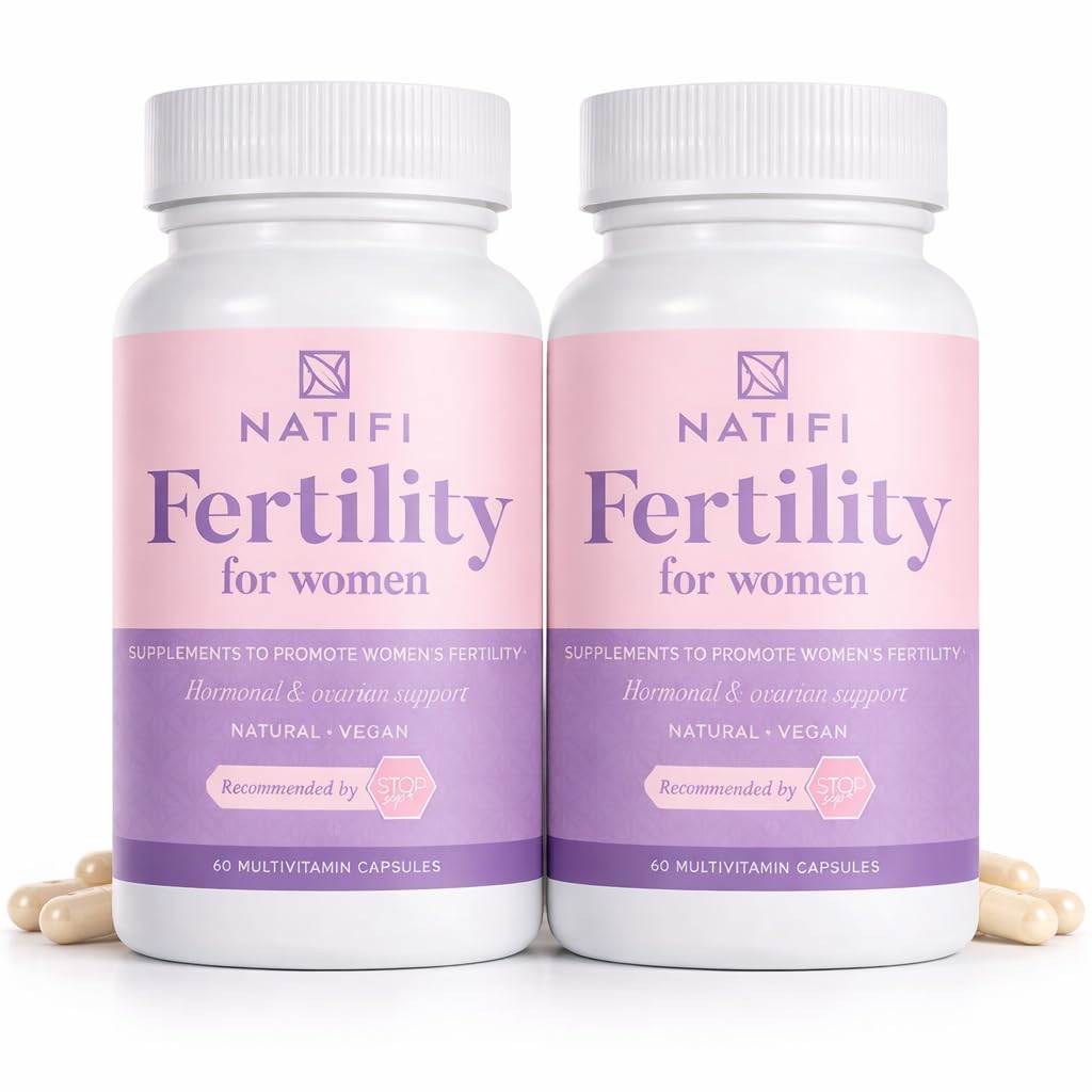 Natifi (2 Sticle Fertilitate Vitamine prenatale Regulează Cicluri echilibru hormoni, Ajutor Ovulaţie. Concepție Multivitamine pentru femei. 60 Caps Acid folic, Myo Inositol, Vitex