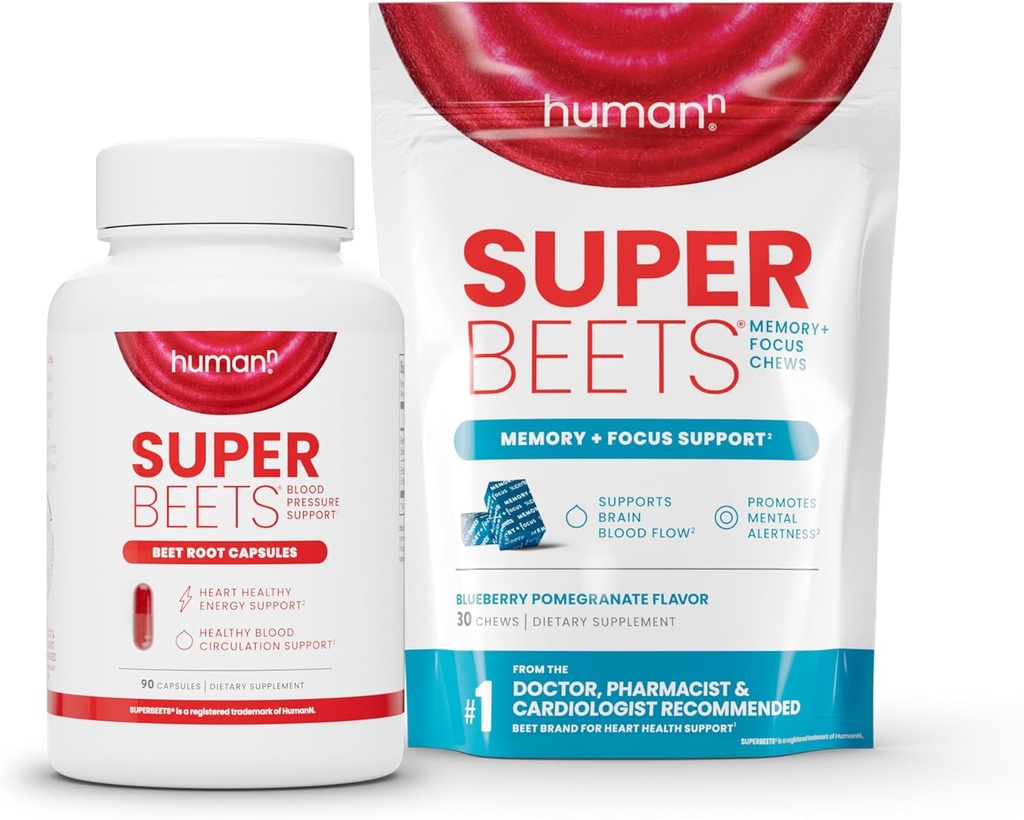 Humann SuperBeets Beet Root Capsule & Memorie + Focus Chews