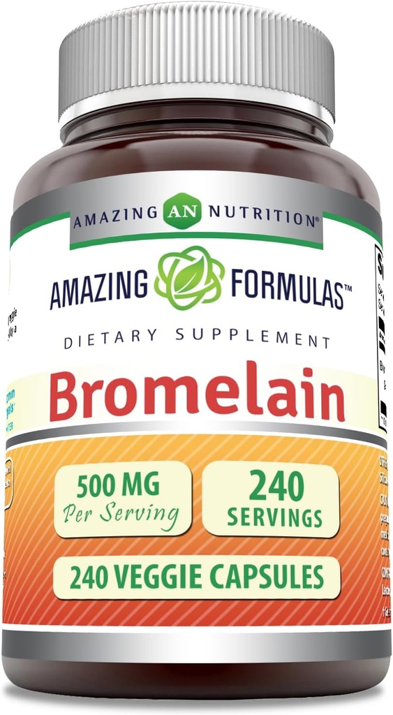 Amazing Formulas Bromelain 500mg 2400 GDU, Veggie Capsule 