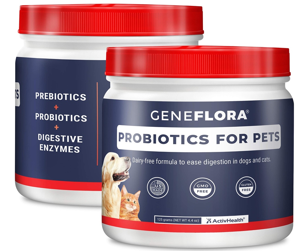 ActiveHealth Digestive Enzime și Probiotic pentru animale de companie (Dogs, Cats, Iepuri și More, 125 mg, 120 portii) de Geneflora pentru animale de companie Pack de 2